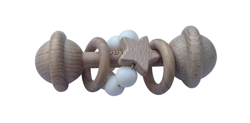 PRE-ORDER ETA APRIL. White | Wooden Rattle Toy Wooden Teether OB "Designs to Delight!" 