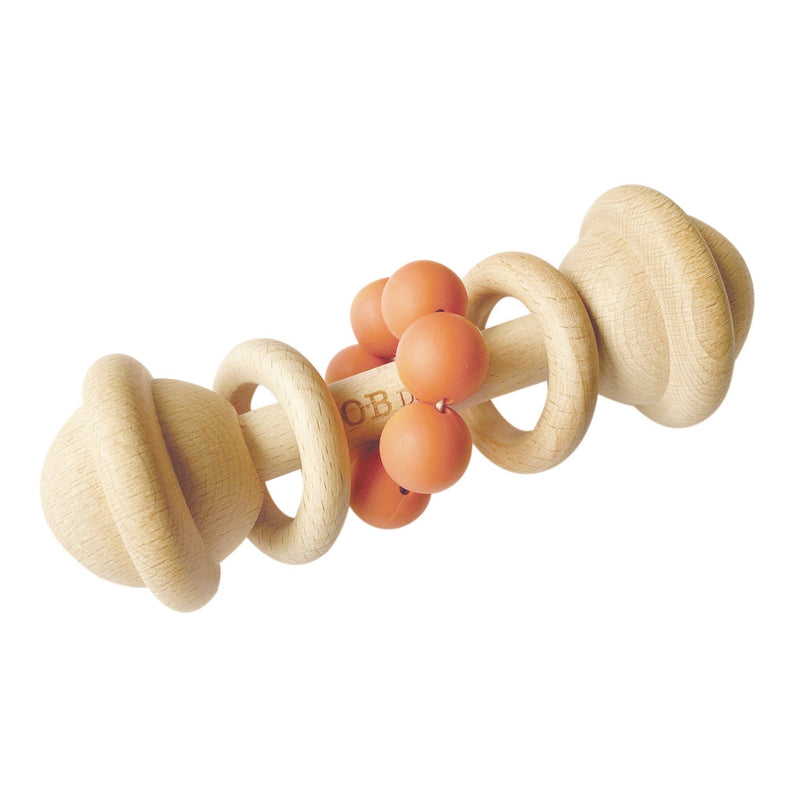 Cinnamon | Eco-Friendly Rattle | Organic Beechwood Silicone Toy Wooden Teether O.B. Designs Baby Toys - Plush Toys - Crochet Blankets Ethically Made 