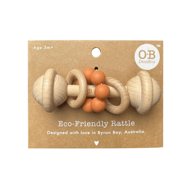 Cinnamon | Eco-Friendly Rattle | Organic Beechwood Silicone Toy Wooden Teether O.B. Designs Baby Toys - Plush Toys - Crochet Blankets Ethically Made 